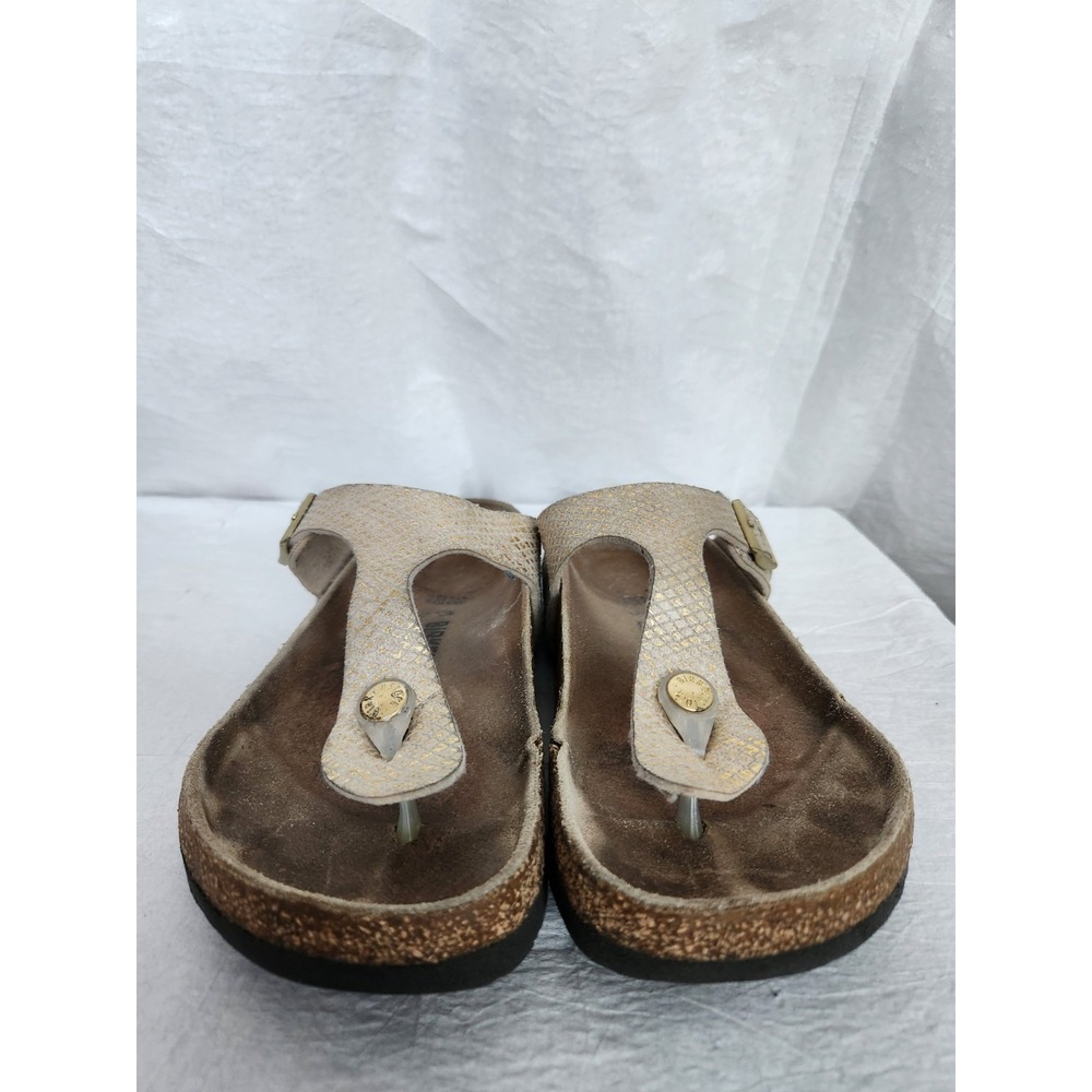 Birkenstock Gizeh Sandals in Shiny Python Gold EU 38 US Womens 7 7.5